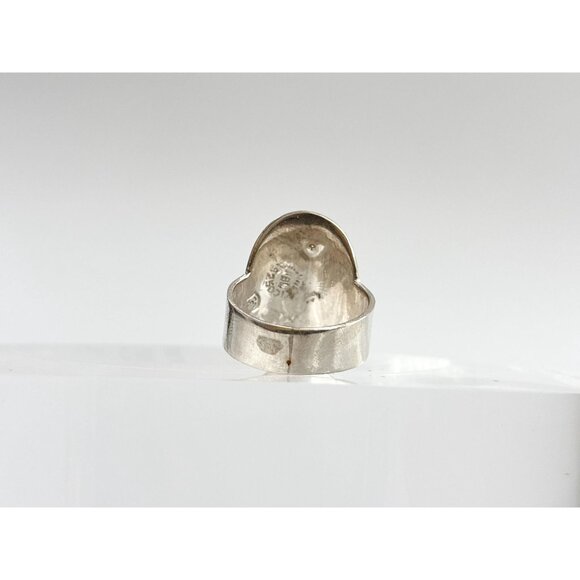 RARE Taxco Mexico Made Monkey Abalone 925 Sterling Silver Vintage Ring - sz 8 - Picture 6 of 14
